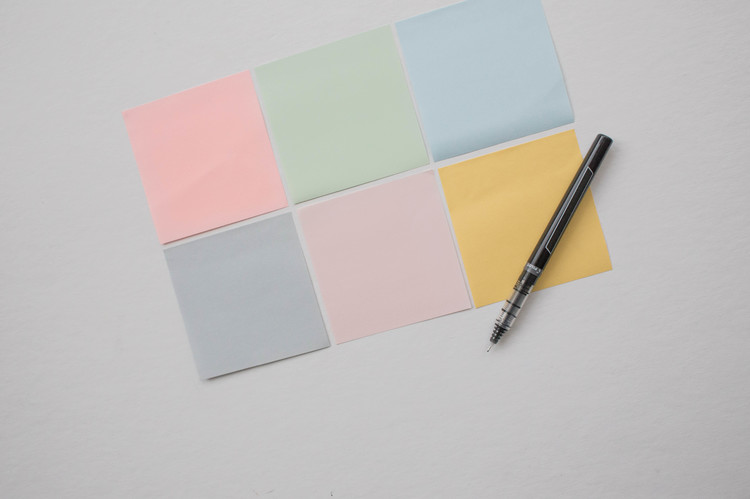 Various color of sticky note and pen ready for notes taking