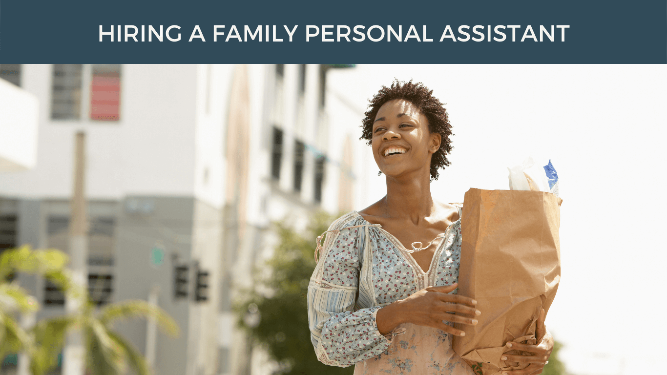 Woman of color personal assistant holding grocery bag